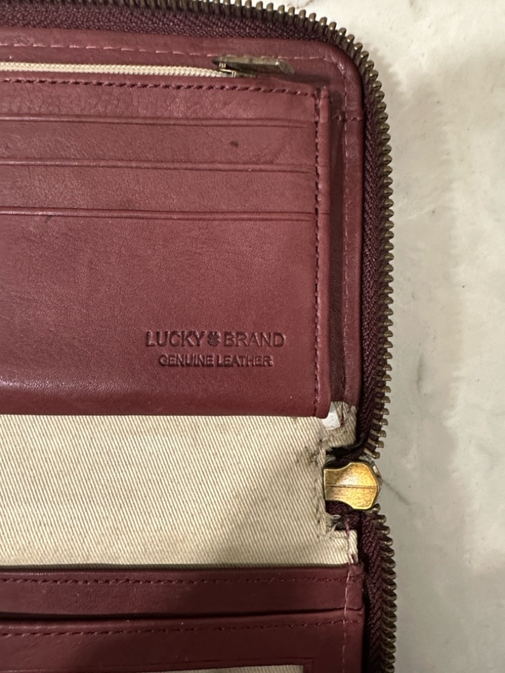 Lucky Brand Women's Leather Wristlet Wallet - Burgundy - Picture 7 of 7